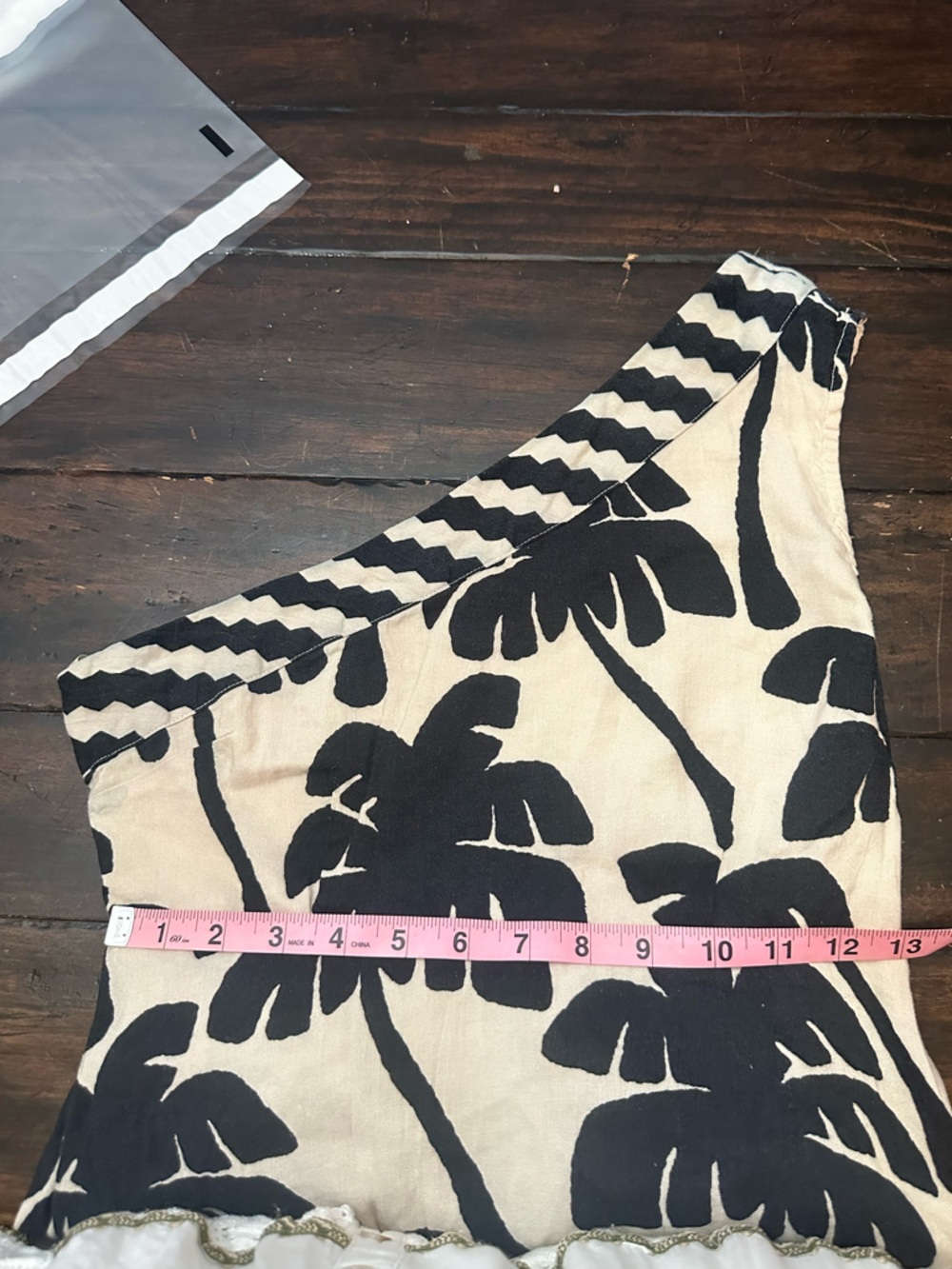 FARM Rio Black White One-Shoulder Linen Palm Tree Maxi Dress Small 38468 - Picture 9 of 13